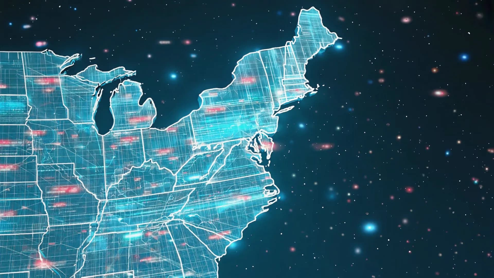 Holographic map of Northeast USA showing Kief Studio's service area